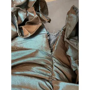 Dalia MacPhee Metallic Irridescent Ruched Strapless Dress 6 Sculpted‎ Ruffle Hem thumbnail 7