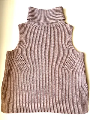 Abercrombie & Fitch XS Brown Sleeveless Turtleneck Ribbed Sweater Vest thumbnail 2