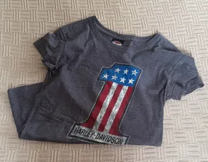 Harley-Davidson Women's Dark Gray Star & Stripe American Flag Tee thumbnail 1