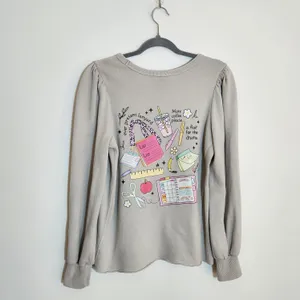 Teacher Graphic Sweatshirt Taupe “Can’t Talk Right Now Doing Teacher Stuff” Sz M thumbnail 3