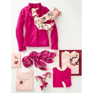 ✨TALBOTS RUFFLE-NECK DOUBLE-FACE SZ 6 HOT PINK JACKET✨ thumbnail 2