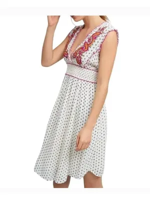 Anthropologie Lilka Maggie Embroidered Paisley Rayon Jersey Dress Size L Boho thumbnail 2