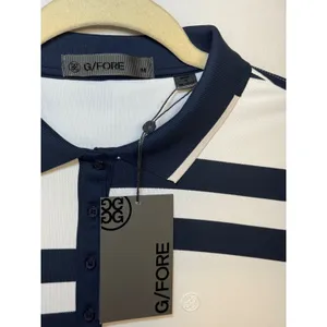 G/FORE Womens Navy White‎ Striped Golf Polo Shirt Size M NEW thumbnail 2