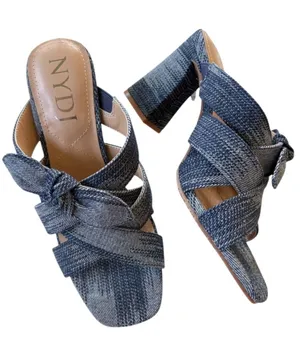 NWOT NYDJ Loreri Denim Heeled Sandals Size 5.5 thumbnail 1
