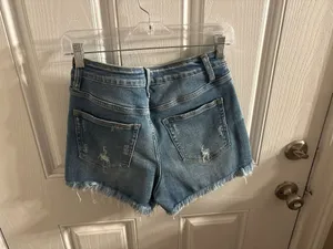 Vervet Blue Distressed Asymmetric Button Fly Denim Shorts Size M thumbnail 7