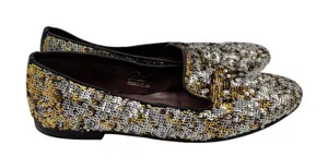 Handmade Italian Sequin Flats Gold Silver‎ Loafers Smoking Slippers EU 38 7.5-8 thumbnail 1