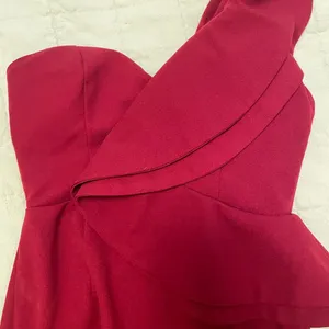 Hello Molly Burgundy One Shoulder Midi Dress thumbnail 9