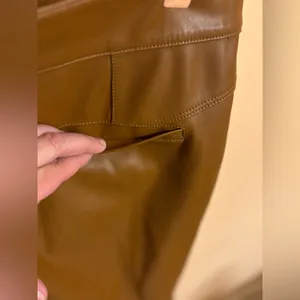 Free People Uptown High Rise Faux Leather Flare Brown Pants thumbnail 5