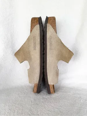 Birkenstock Women’s Suede 2-Strap Buckle Slide Sandals Beige EU 37 US 6 thumbnail 6