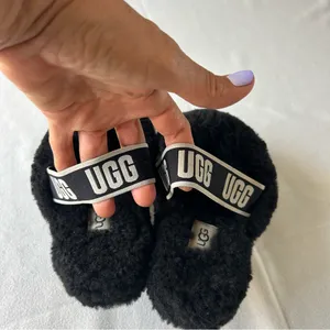 UGG Black Fluffy Sandals thumbnail 3