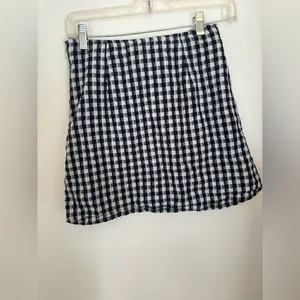 American Eagle Gingham Mini Skirt XS Black White Cotton Linen thumbnail 6