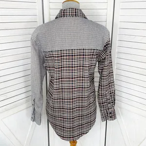 Abercrombie & Fitch Oversized‎ Multi Plaid Flannel Shirt Brown XS Button Up thumbnail 4
