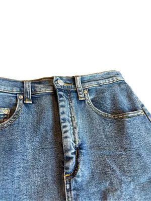 Wilfred Free Aritzia Denim Skirt Tanit Medium Wash Raw Hem Casual Size 6 NWT thumbnail 2