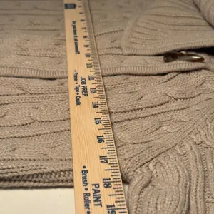 The Limited Womens Cable‎ Knit Short Sleeve Toggle Turtleneck Cardigan Taupe S thumbnail 6