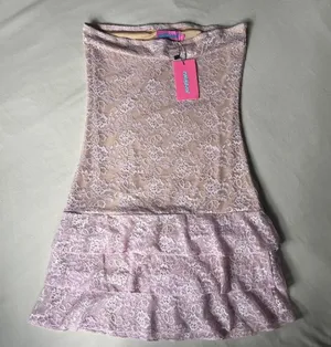 Edikted light pink mauve baby pink rose floral lace ruffle mini dress thumbnail 1