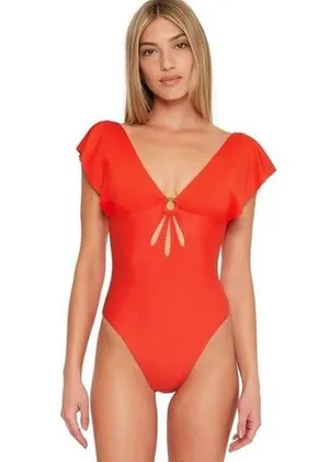 Trina Turk Monaco Flutter One Piece Swimsuit Size 8 thumbnail 1