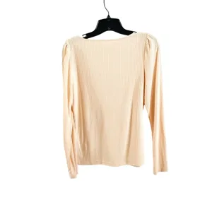 Anthropologie Peach Ribbed Long Sleeve Scoop Top Size Small‎ thumbnail 3