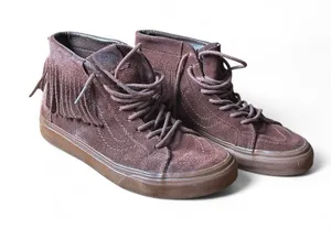 Vans Suede Fringe Sk8-Hi Sneakers Brown Boho Western Festival Beardfest Cozy 6.0 thumbnail 1
