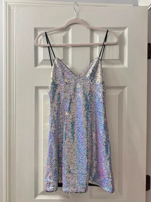 Sequin Iridescent Dress Blue Size XS thumbnail 1