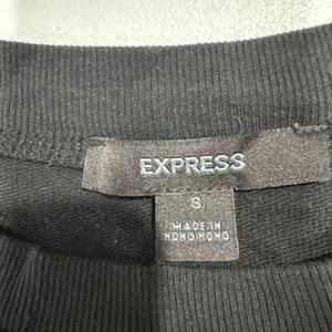 Express Knit Top Womens Sz S Black Raglan Sleeve Round Neck Studded Hem Pullover thumbnail 5