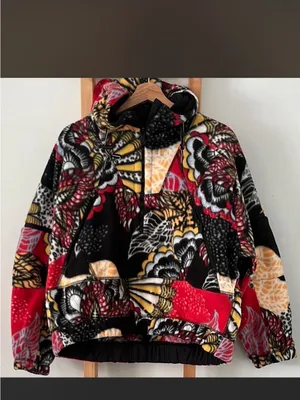 Free People Quilted Floral Patchwork Hooded Pullover - Black, Red, Cream thumbnail 3