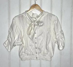 Free People Ivory Cropped Snap Back Sweater Top 457 thumbnail 7