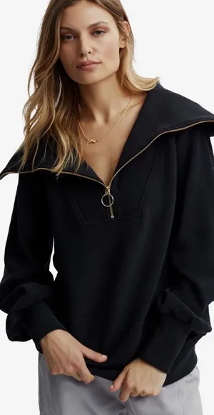 Varley Black Half-Zip Pullover with Gold Zip thumbnail 1