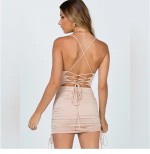 Princess Polly cream ruched bodycon mini dress thumbnail 2