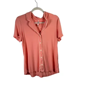 Soma Cool Nights Pajama 3 Piece Set Short Sleeve Shorts Pants Orange Womens Med thumbnail 3