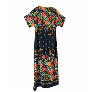 Zara Black Floral Print Boho Crossover Midi Dress Wrap Style Size XS thumbnail 5