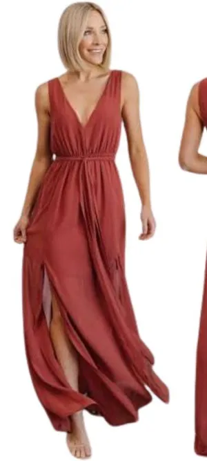 Baltic Born Hera Chiffon Maxi Dress Women XS Berry Formal Bridesmaid Wedding NWT thumbnail 1