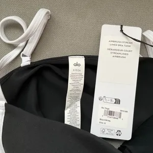 Alo Yoga Airbrush Streamlined Bra Tank Black/White S thumbnail 2