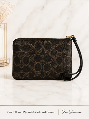 NEW Coach Corner Zip Wristlet in Loved Canvas NWT | Signature Coated Canvas CEF7 thumbnail 2