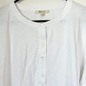 NWT Madewell Bombay Long Sleeve Henley in White - Size: Large thumbnail 5