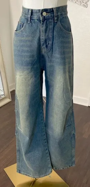 NWOT Chements vintage washed baggy denim jeans Size M thumbnail 1