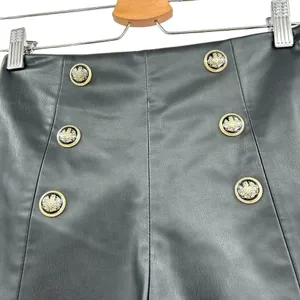 Zara Black Vegan‎ Leather High-Waist Sailor Shorts Size XS thumbnail 4