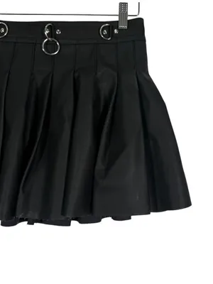 Current Mood Dolls Kill Faux Leather PLeated Mini Skirt in Black Size Small thumbnail 3