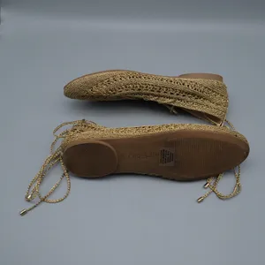 On 34th Kassiani Ballet Flats Lace Up Crochet 6.5 Gold Metallic Knit Ghillie thumbnail 10