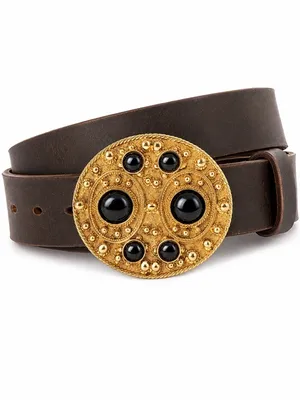 Vintage 70s/80s Glam Gold Balck Stones Ornate Statement Statement Belt Buckle thumbnail 7