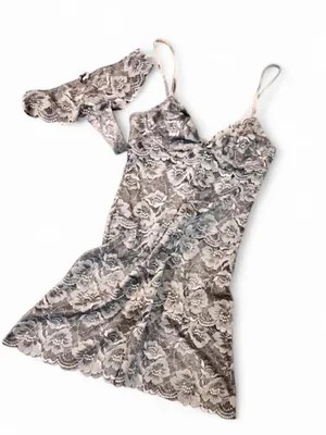 BLUSH Grey Floral Lace Chemise & Matching Panty Lingerie Set NWOT Retail $78 thumbnail 1