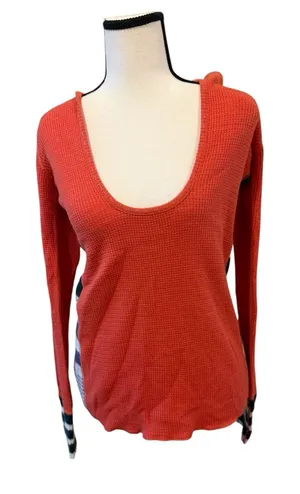 Free People | Hooded Red Long Sleeve sweater thumbnail 1