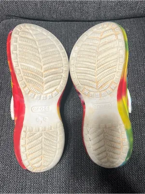 CROCS platform chunky Tie-Dye Rainbow Classic Clog Mules thumbnail 6