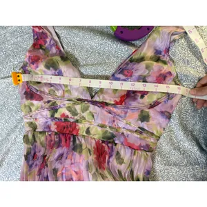 NWT Lulus Size Small Morgana Pink Multi Floral Satin Pleated Maxi Dress thumbnail 7
