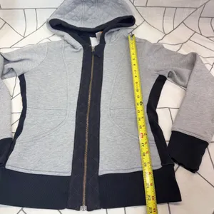 Lucy Full Zip Hoodie Small Grey Black Quilted Activewear Jacket thumbnail 3