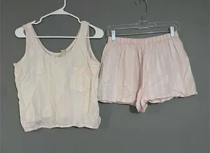 Victoria’s Secret Vintage Gold Label Pink White Stripe Pajama Set Medium thumbnail 1