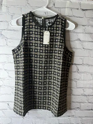 Mud Pie Black and Cream Sleeveless Geometric tunic shirt size small thumbnail 2