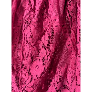 Holipick XXL Magenta Pink Flutter Sleeve Lace Overlay Off-Shoulder Maxi Dress thumbnail 3