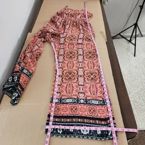 Purple Snow Wide Leg Jumpsuit Bohemian Ethnic Print Palazzo Spaghetti Straps M thumbnail 8