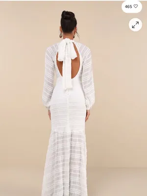 Lulus Exemplary Romance White Textured Backless Trumpet Hem Maxi Dress Size XS thumbnail 2