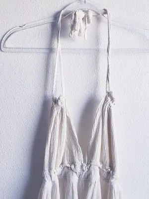 Free People 100 Degree Ivory White Lace Ruffle Mini Halter Dress thumbnail 4